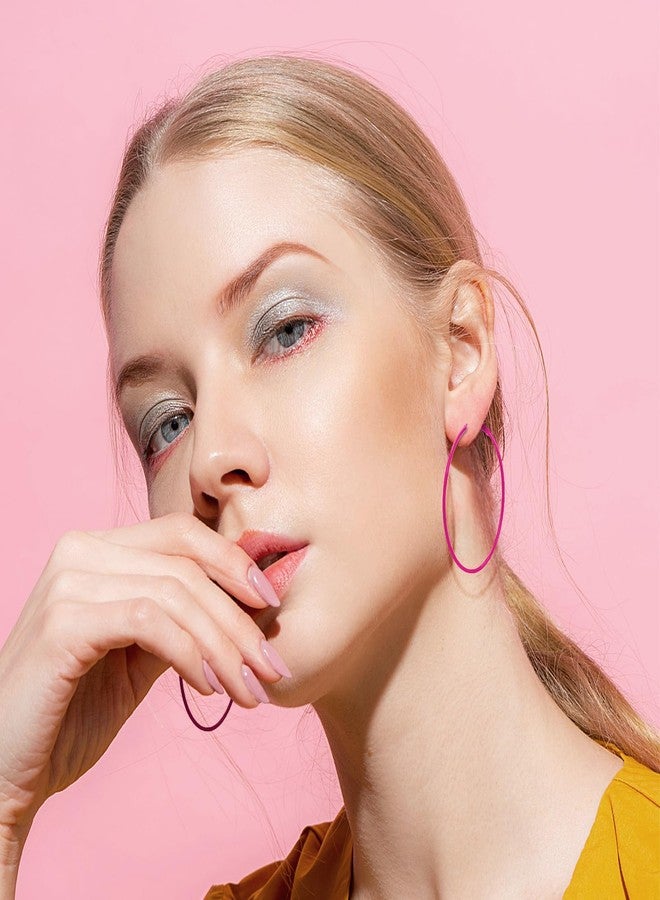 CNTVO 6 Pairs Neon Earrings for Women, 80s 90s Retro Colorful Hoop Neon Earrings, 80s accessories for women Perfect for Outfit Dancing Party Accessories - Image 2